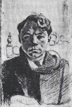 Lijntekening 'Moeder en kind' door Hans Royaards, vroeg werk opgenomen in het bundeltje Uit de Verf (1972)